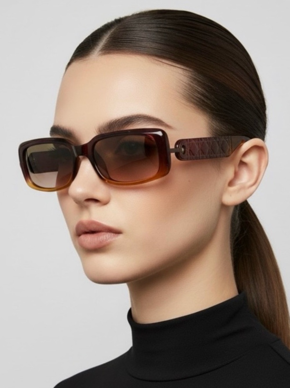 Vintage Christian Dior Ready To Wear Sunglasses Burgundy Cannage 83J VFC Set